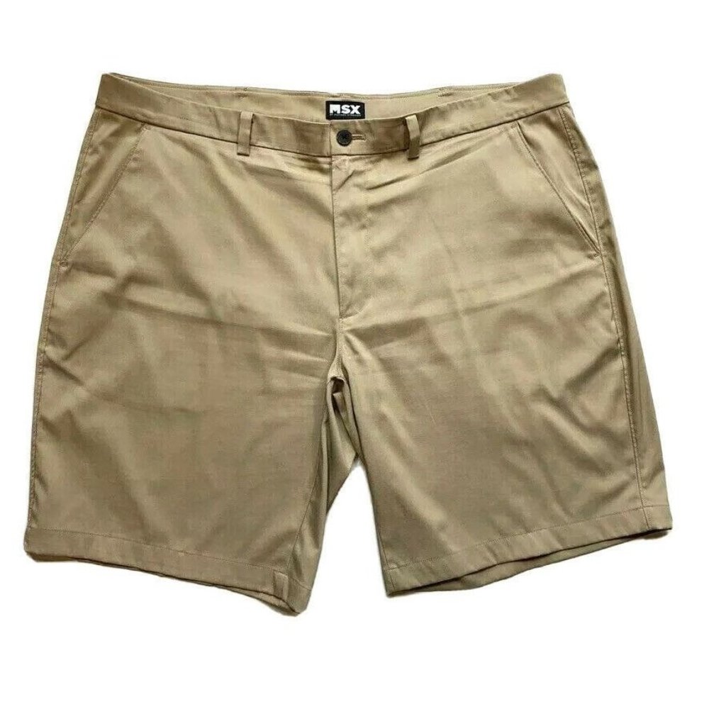 MSX By Michael Strahan Golf Shorts Men 42 Chino Performance Stretch Khaki Sports